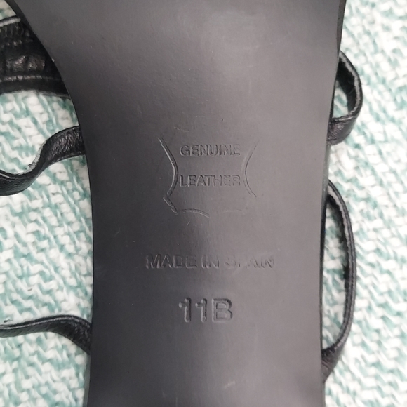 Talbots Black & White Square Toe Leather Sandals, sz 11 - Picture 7 of 8